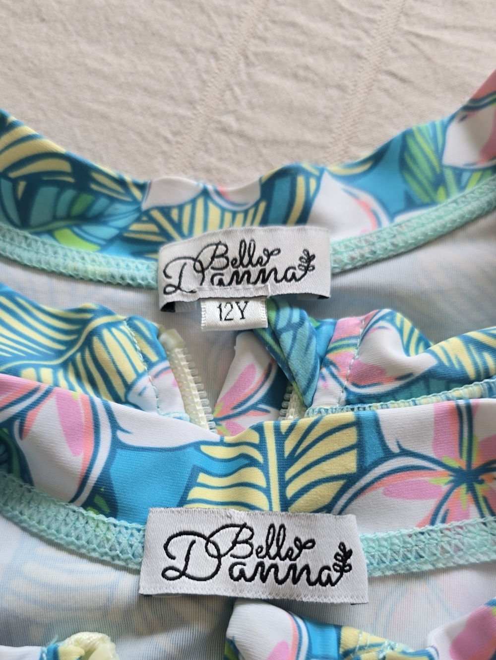 Danna Belle Girl Floral Print Rash Guard Swimsuits (Set of 2) Girls Size 12 - Picture 4 of 17